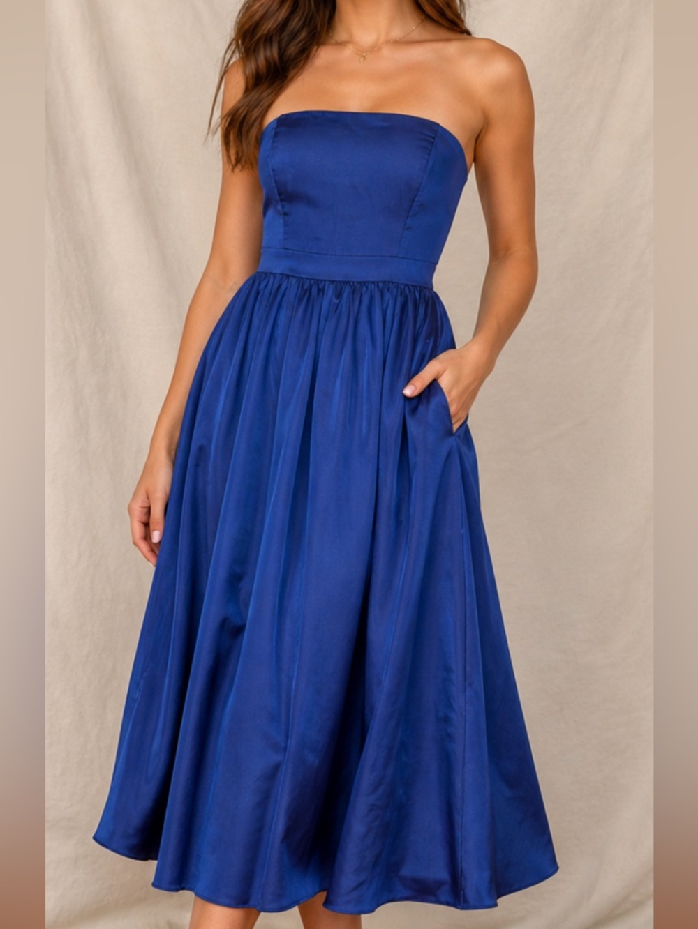 Lulus Strapless Wedding Guest Midi Dress NWT Size Medium